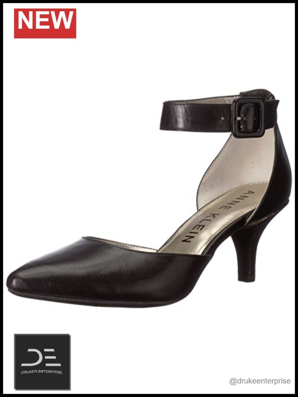 Anne Klein Fabulist Smooth Leather D'Orsay Pump Pointed Toe Heel Slip On
